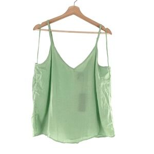 VERO MODA Satin Camisole Top V-Neck Seafoam Green Seaglass